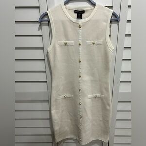 NWT Sincerely Jules Cream Mini Dress with Gold Buttons